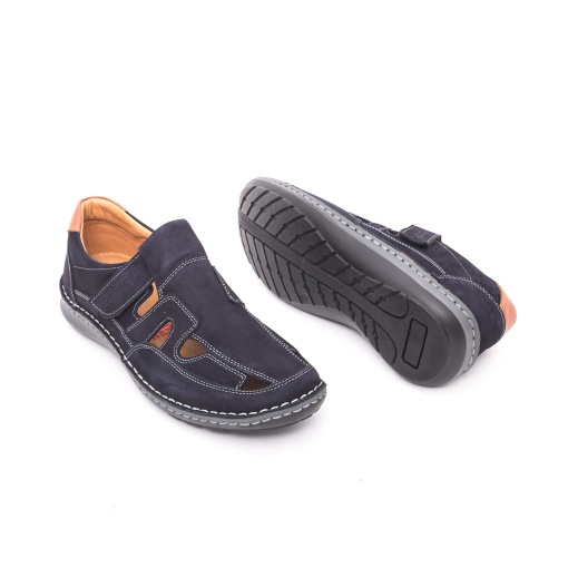 Pantofi bărbătești de vară Otter OT9543 42-2 din piele naturală bleumarin, decupați și comozi - Img 4