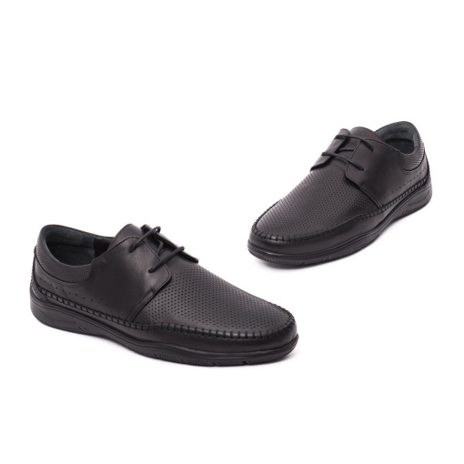 Pantofi bărbați de vară Otter OTA 11 01-N din piele naturală,negru - Img 2