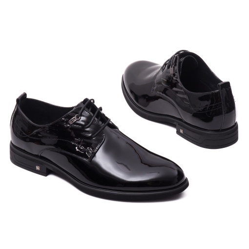 Pantofi barbati din piele naturala lacuita, Otter, E6E640001 01-L, negru - Img 3