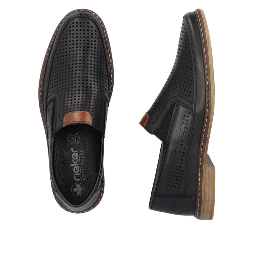 Pantofi Bărbați Rieker 13459-00 Negru – Piele Naturală Perforată - Img 4