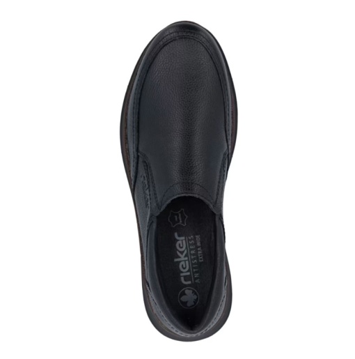 Pantofi Casual Bărbați Rieker 10454-00 Negri - Piele Naturală - Lățime H (Extra Wide) - Img 7