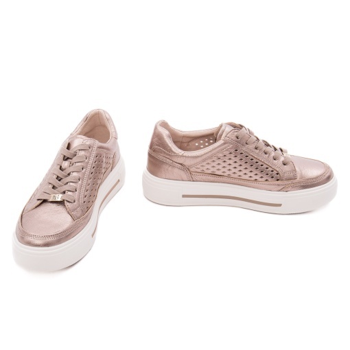 Pantofi dama casual din piele naturala, Caprice, 9-23719-44 341 TAUPE METALLIC, taupe - Img 4
