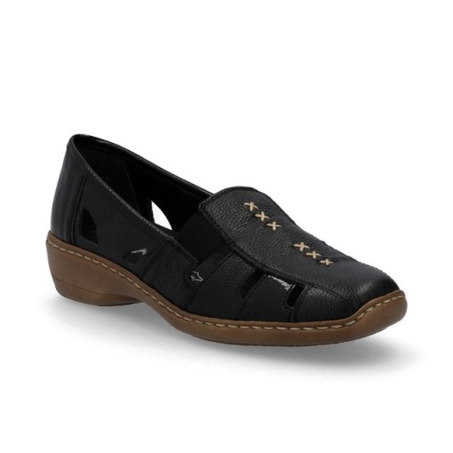 Pantofi dama casual din piele naturala, Rieker 41385-02, negru - Img 2