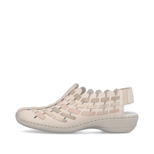 Pantofi dama casual, Rieker 413V8-60 din piele naturala, roz prafuit - Img 4