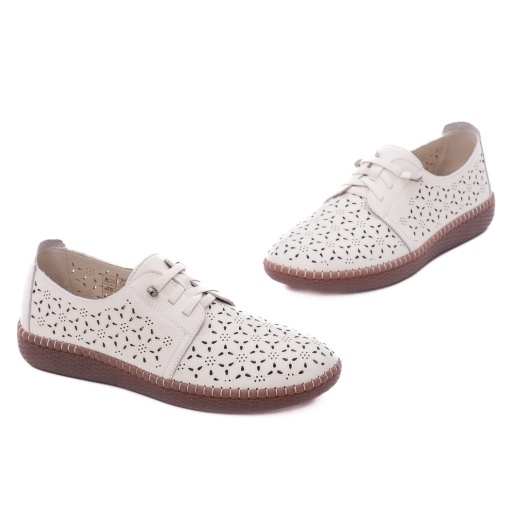 Pantofi dama de vară din piele naturala, PASS Collection X4X480015B 52-N, crem - Img 2