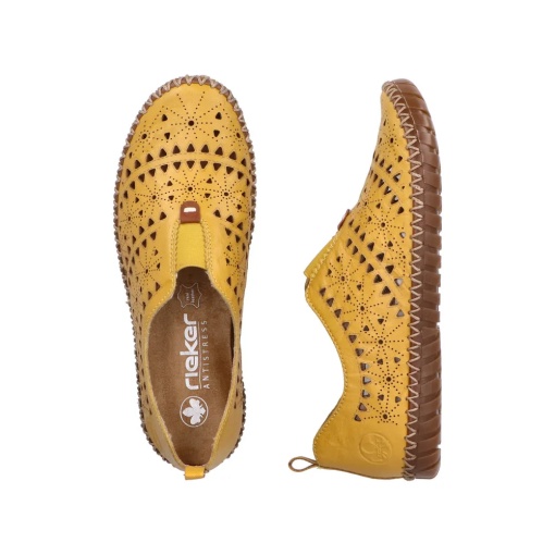 Pantofi dama de vara din piele naturala, Rieker M2852-68, galben - Img 10