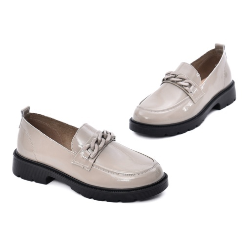 Pantofi dama din piele naturala lacuita, PASS Collection, X4X480006A 03-1, bej - Img 2