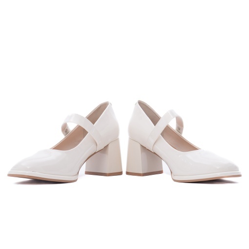 Pantofi dama eleganti din piele naturala lacuita, Feeling 91295, alb - Img 5