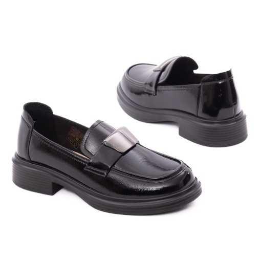 Pantofi dama eleganti din piele naturala lacuita, PASS Collection M5M580012A 01-L, negru - Img 3