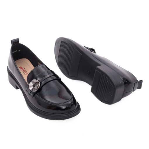 Pantofi dama eleganti din piele naturala lacuita, PASS Collection 1X490002A 01-L, negru - Img 3
