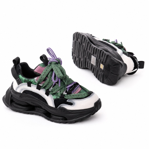 Pantofi dama sport din piele intoarsa PASS Collection 3OLY80003A 15-I, multicolor - Img 4
