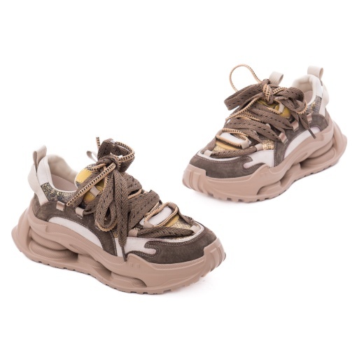 Pantofi dama sport din piele intoarsa, PASS Collection 3OLY80003B H6-I, maro diverse - Img 2