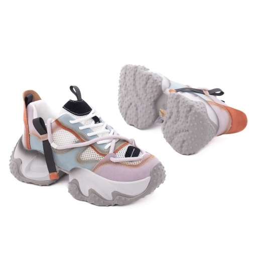 Pantofi dama sport din piele mix Feeling 5022, mov - Img 4