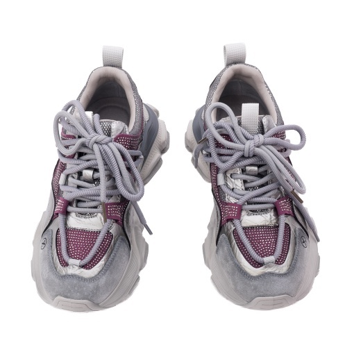 Pantofi dama sport din piele mix, Gryxx, 1LY90020B 18-Z, argintiu - Img 4