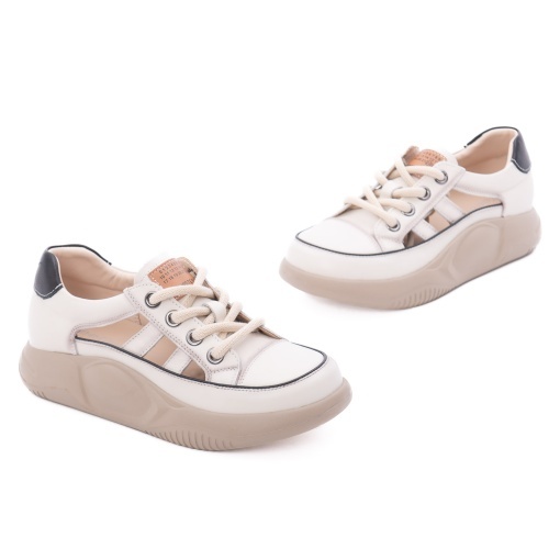 Pantofi dama sport din piele naturala, Feeling, 68883 bej - Img 2