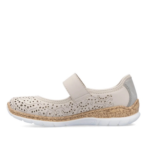 Pantofi de vara,piele naturala, Rieker N4299-60 cu velcro bej - Img 3