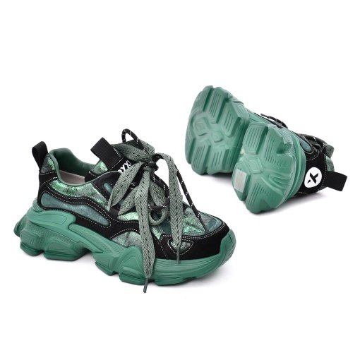 Pantofi sport dama din piele mix, Gryxx, 3OY5757 L2-Z, verde - Img 4