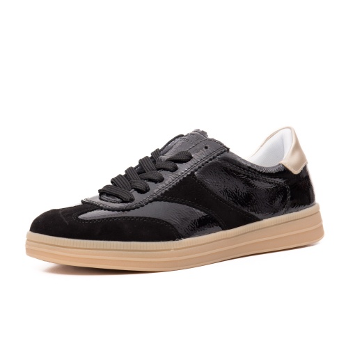 Pantofi Sport Damă Remonte D2C01-03 – Negru, Piele Lăcuită și Întoarsă