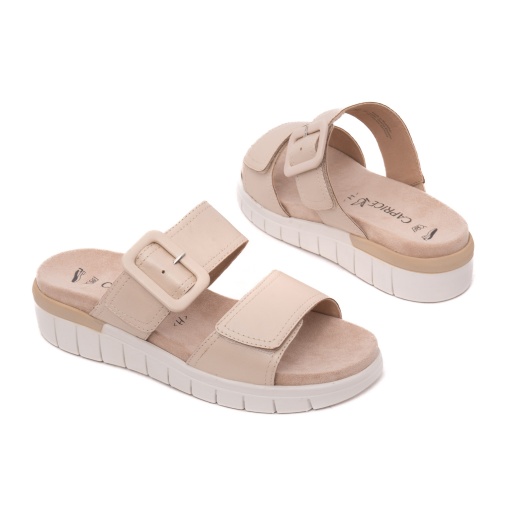 Papuci dama din piele naturala, Caprice, 9-27203-44 140 CREAM PERLATO, crem - Img 3