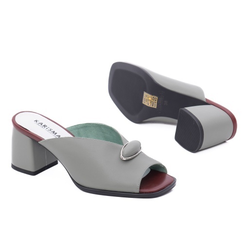 Papuci dama din piele naturala, Karisma 7QXS80007C 06-N, verde - Img 4