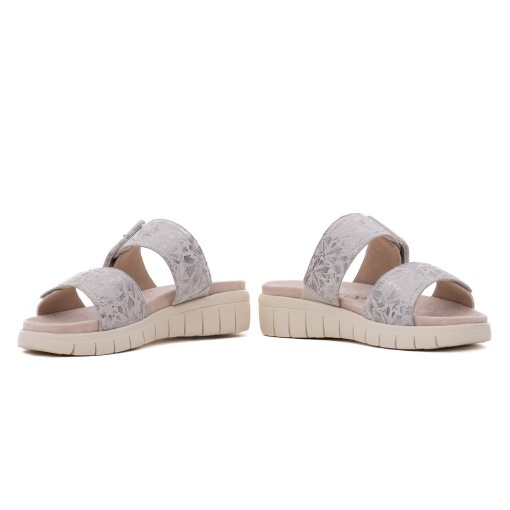Papuci dama din piele naturala nabuc, Caprice 9-27203-44 155 OFFWHITE/SILVE, argintiu - Img 5