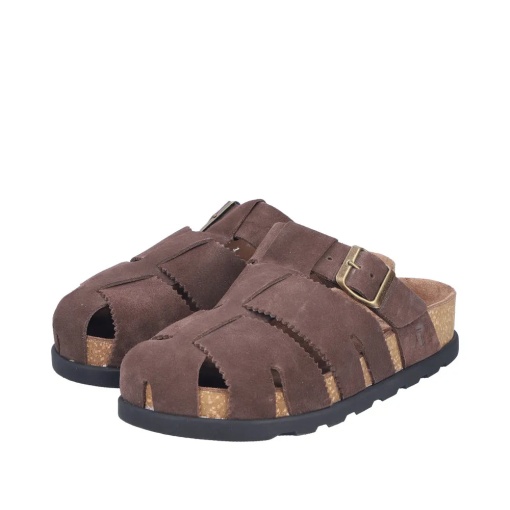 Papuci dama din piele naturala nabuc, Rieker V3164-25, maro - Img 2