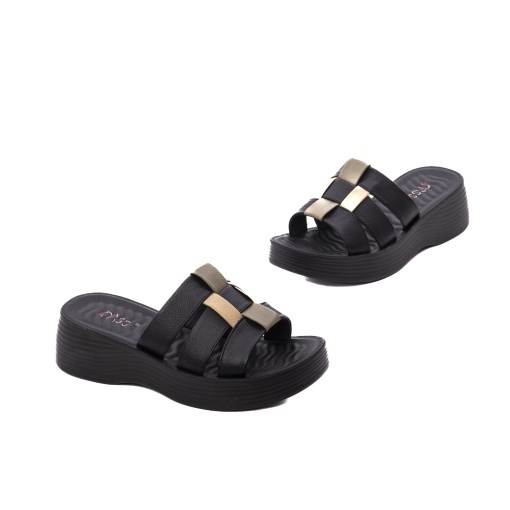 Papuci dama din piele naturala, PASS Collection J9J980008A 01-N, negru - Img 2