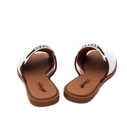Papuci damă piele naturala, x4x460016b 13-n albi slip-on, design minimalist, casual vară - Img 6