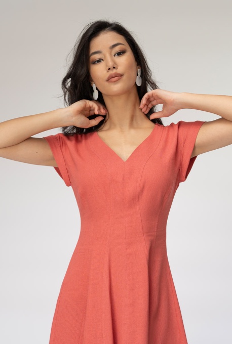 Rochie de in uni cu croi amplu YANIRA, Hermosa, caramiziu - Img 4