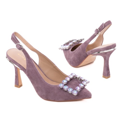 Saboti dama din piele intoarsa, ALMA EN PENA V262004 SUEDE LAVENDER, mov - Img 3
