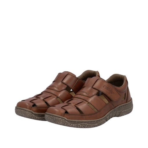 Sandale bărbătești casual, Rieker 03578-24 din piele naturala, maro - Img 2