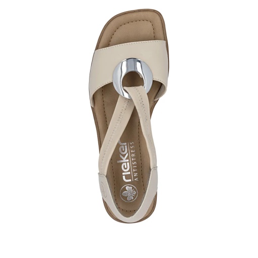 Sandale dama din piele mix, Rieker 62662-62, bej - Img 7