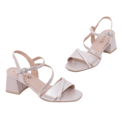 Sandale dama din piele naturala, Caprice, 9-28300-44 354 TAUPE SUE.MET, taupe - Img 2