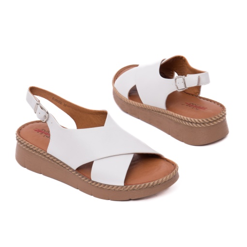 Sandale dama din piele naturala, PASS Collection, 7IKL60020D 13-N, alb - Img 3