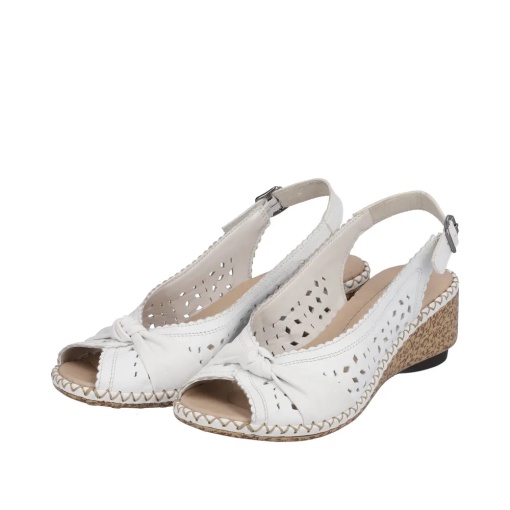 Sandale dama din piele naturala, Rieker 66176-81, alb - Img 4