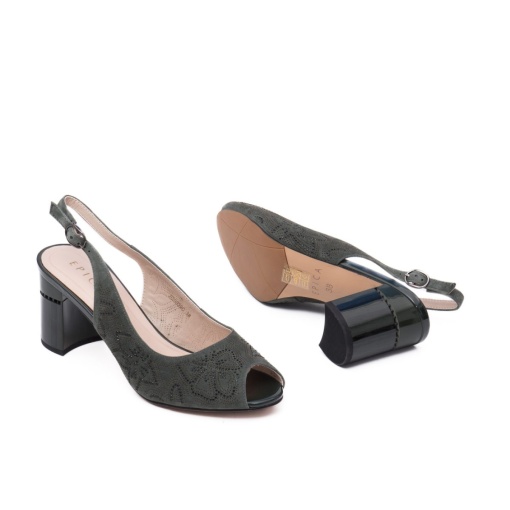 Sandale dama elegante, piele naturala, JIJI20039C 40-I, olive - Img 4