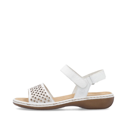 Sandale damă Rieker 65967-80 albe, piele eco, velcro, confort vară - Img 5