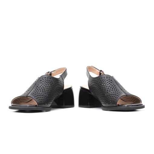 Sandale elegante cu toc mic din piele, H3DL40010A 01-N - Img 4