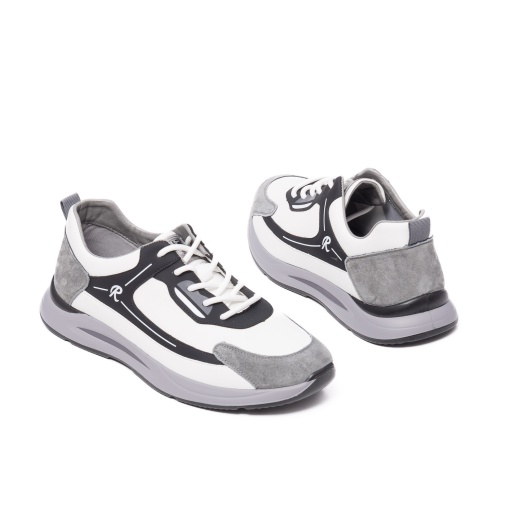 Sneakers barbati piele,10983 alb/Gri - Img 6