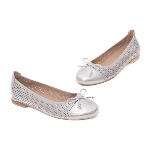 Balerini dama din piele naturala, Caprice, 9-22185-42 920 SILVER METAL, argintiu - Img 2