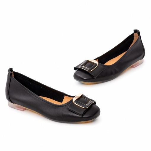 Balerini dama din piele naturala, PASS Collection M4M480009A 01-N, negru - Img 2