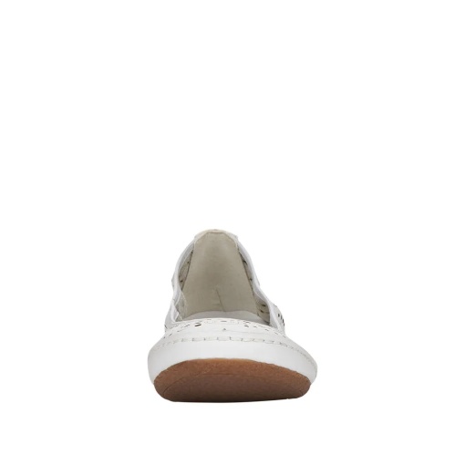 Balerini dama din piele naturala, Rieker 41460-80, alb - Img 5