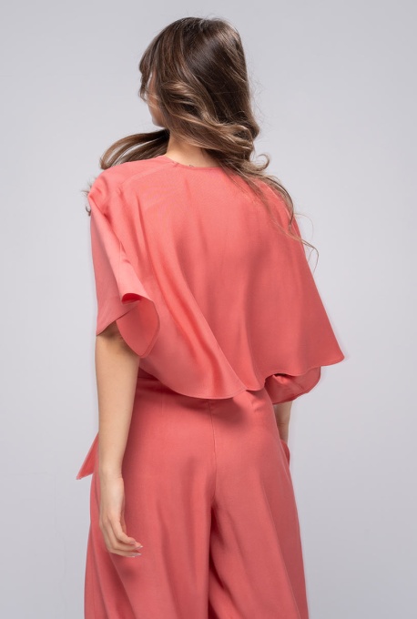 Bolero Kimono Hermosa Cărămiziu cu Cataramă Metalică și Nod Sculptural - Img 4