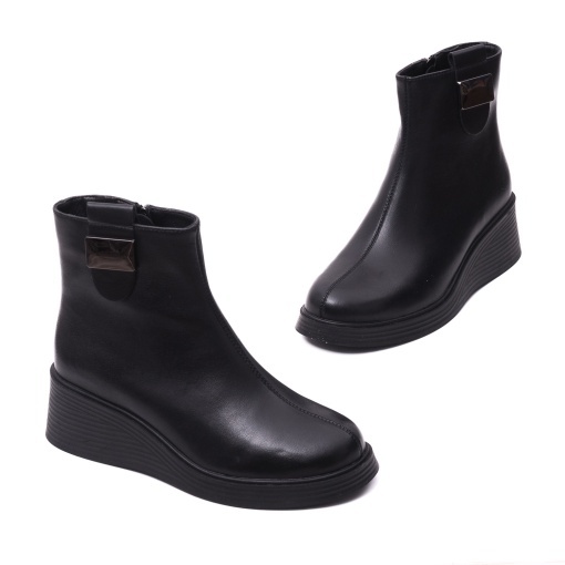 Botine dama din piele naturala, PASS Collection, 1WB90001A 01-N, negru - Img 3