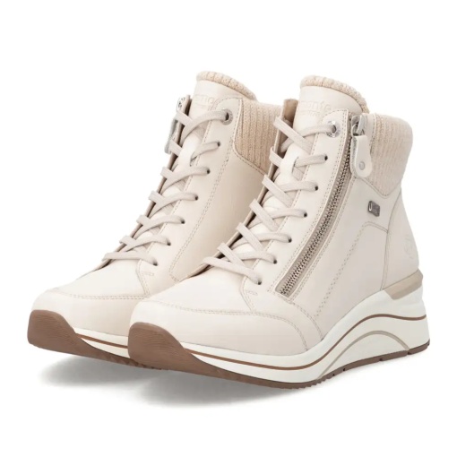 Botine dama Remonte D0T77-60, bej - pereche din unghi