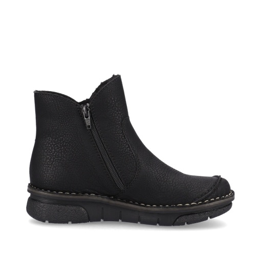 Botine damă Rieker 73357-00 – Negre, căptușite, cu fermoar lateral și talpă antiderapantă - Img 4