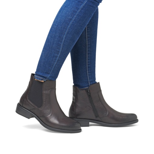 Botine din piele netedă cu imprimeu tip piele de sarpe D0F70-26
