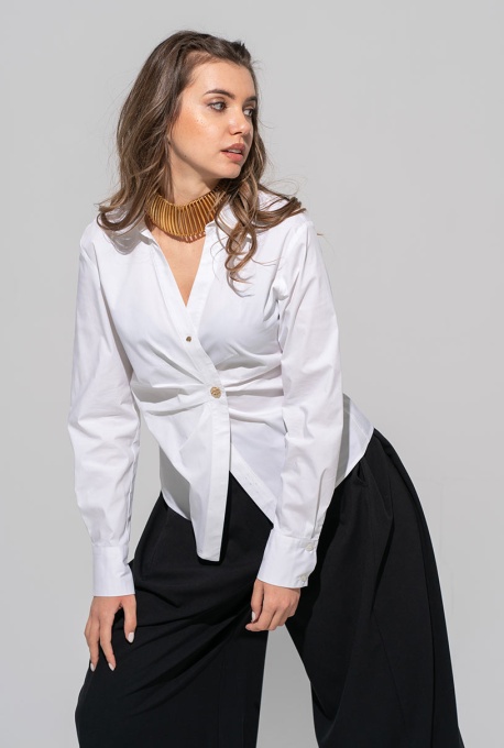 Camasa din poplin ce urmareste talia si defineste silueta ANDRIA Hermosa, alb - Img 8
