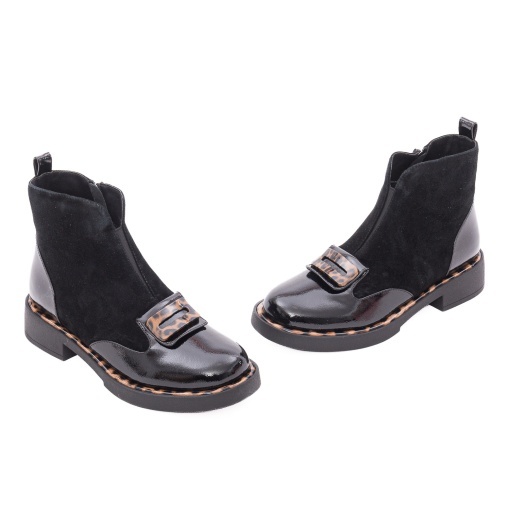 Ghete dama din piele intoarsa, Epica 3A206-M121B-G575A O7-I, negru print - Img 2