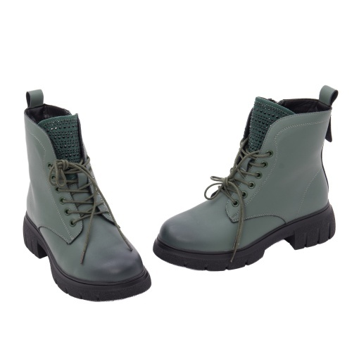 Ghete dama din piele naturala, PASS Collection 1WB90003D 06-N, verde - Img 2